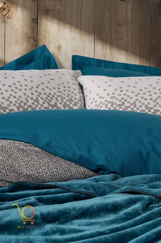 روتختی 5 تکه ترک با روانداز پتویی طرح Oyster petrol