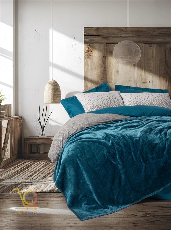 روتختی 5 تکه ترک با روانداز پتویی طرح Oyster petrol