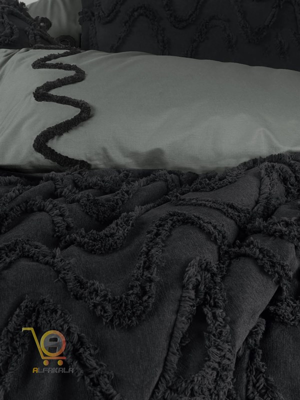 روتختی هفت تکه دونفره مشکی طرح برجسته viggo siyah
